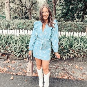 NWT Red Dress long sleeve denim dress